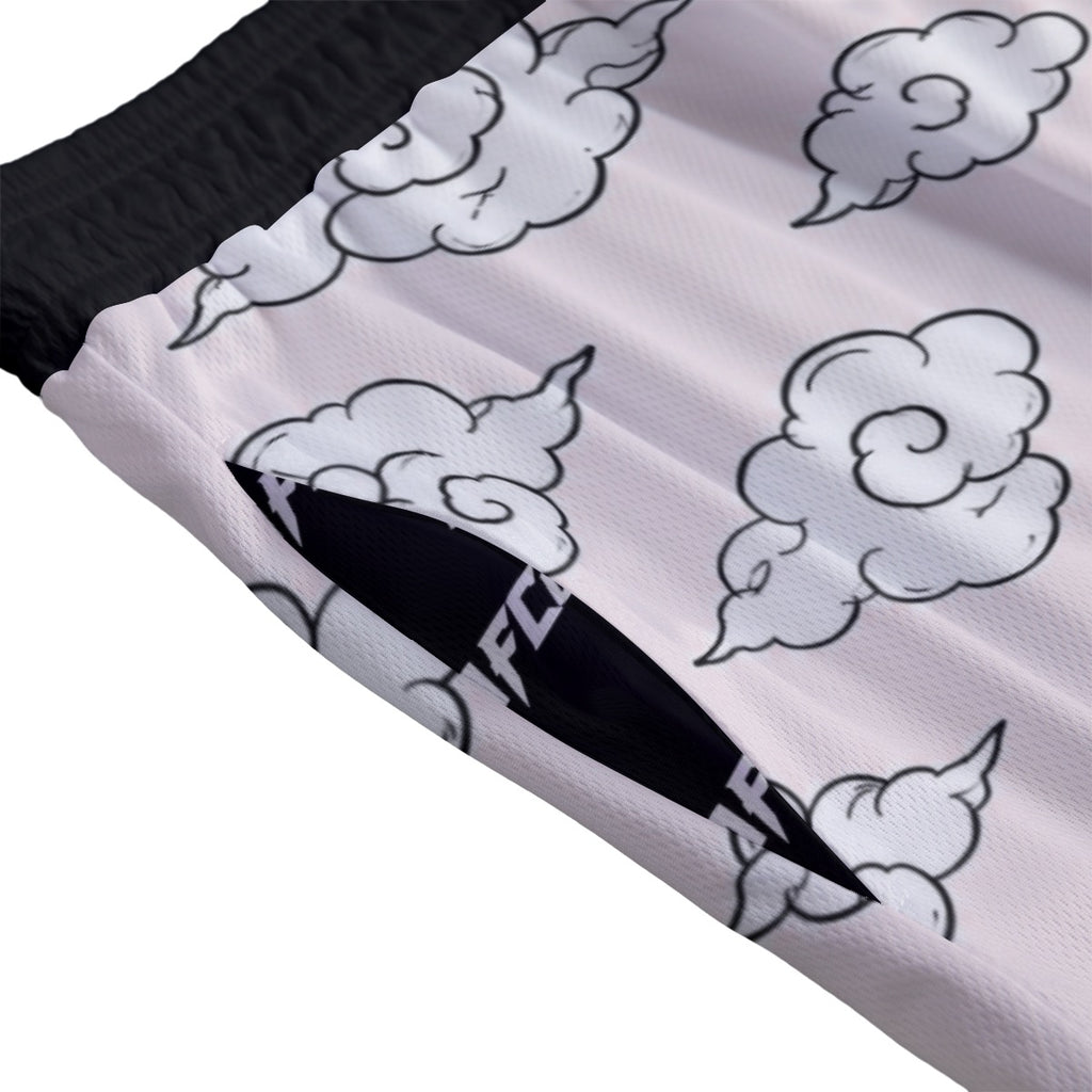 GAFCO mascot pink sky grappling shorts, detail view