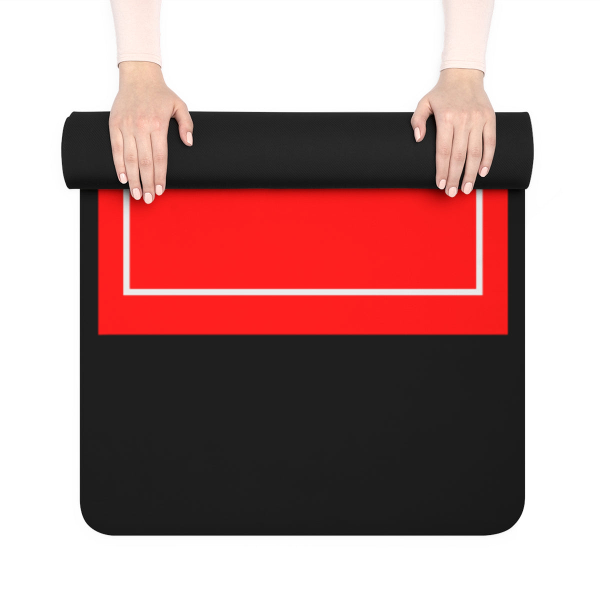 Namaste in Bed Yoga Mat, red and black rubber BJJ mobility mat by GAFCO.