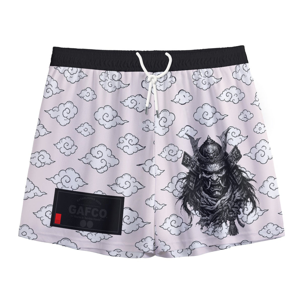 GAFCO mascot pink sky grappling shorts, front view