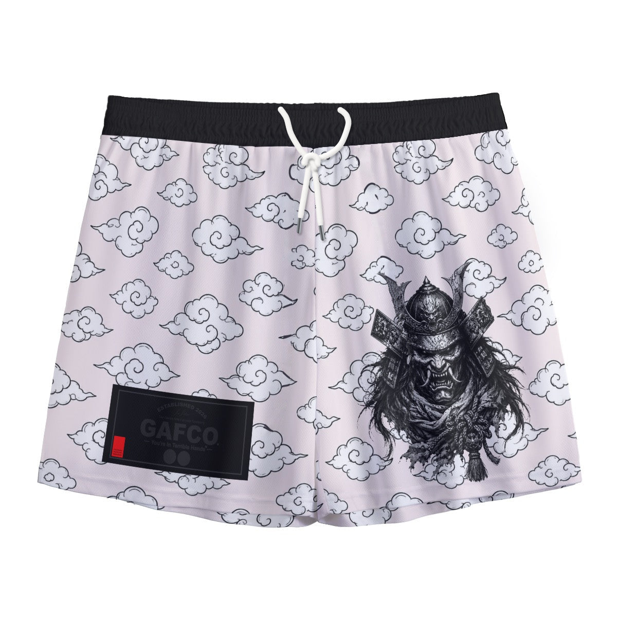 GAFCO mascot pink sky grappling shorts, front view