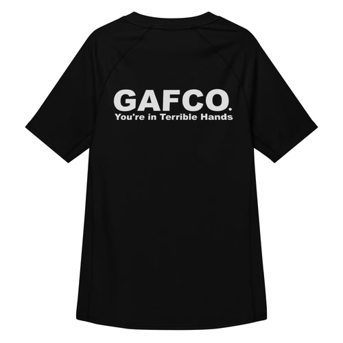 Fundamentals black BJJ rash guard by GAFCO, back view