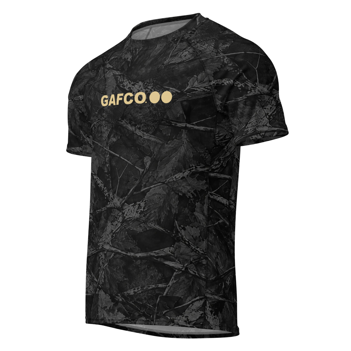 Neva Saw It Coming Night Rash Guard, black camo BJJ rash guard by GAFCO., front view